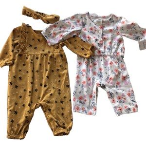2 Baby Girl Long Sleeve Floral Rompers | 3-6 Months